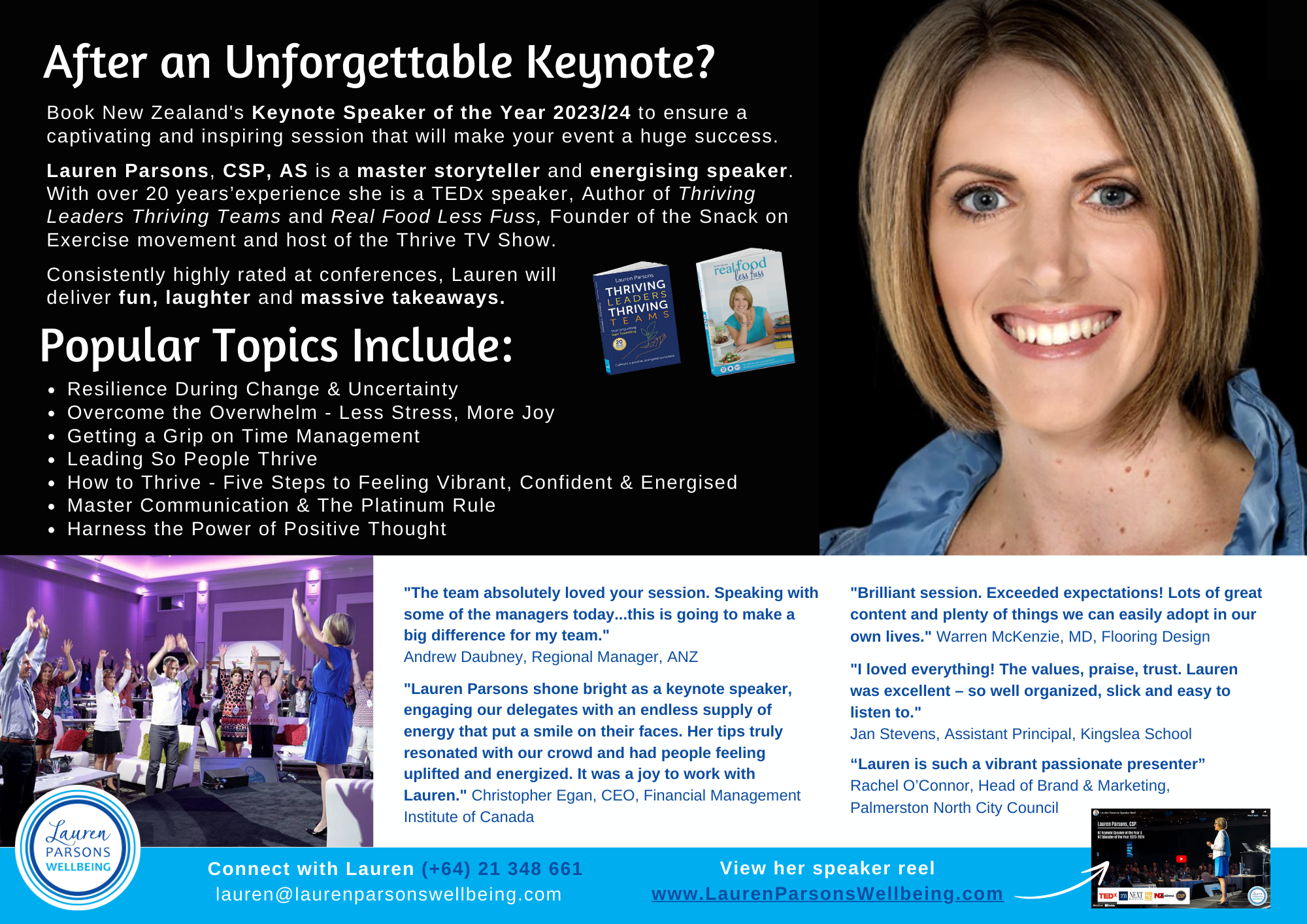 Lauren Parsons Wellbeing Specialist Speaker and Author Speakers Kit